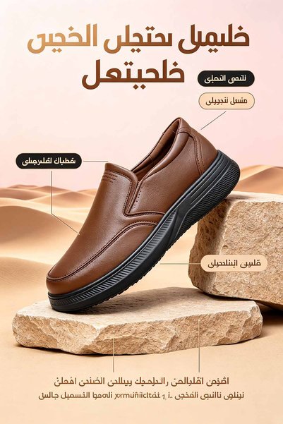 Najd Trend Mall حذاء رسمي جلد بدون رباط | سهل الارتداء بفتحة واسعة، دعم للكعب، نعل سميك متين
