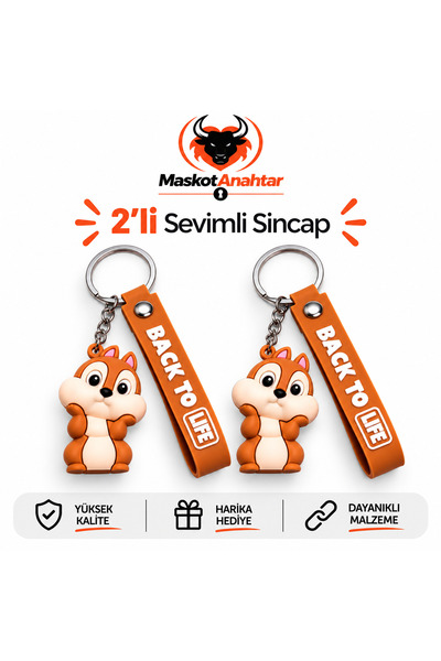 MaskotAnahtar Silikon Anahtarlık Sevimli Sincap 2'li