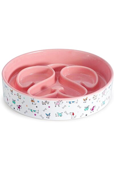 GENERAL Slow Feeder Dog Bowl, 1.5 Cups Ceramic Dog Bowl for Small and Medium ...