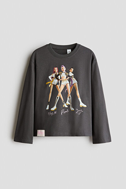 H&M Uzun Kollu ve Baskı Motifli Tişört