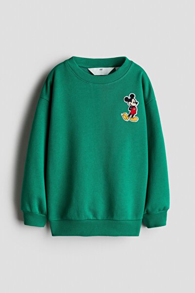 H&M Baskılı ve İçi Tüylü Sweatshirt