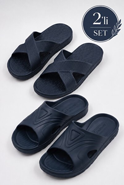 hadiora Men's Double Set Home Beach Sports Bath Slippers