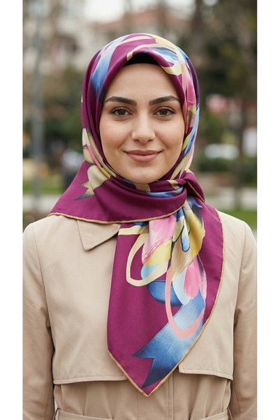 Generic Brand وشاح نسائي عصري بنمط تجريدي متعدد الألوان باللون البرقوقي