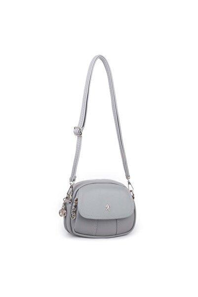 Nas Bag Women's 3-Compartment Mini Crossbody Shoulder Bag Gray