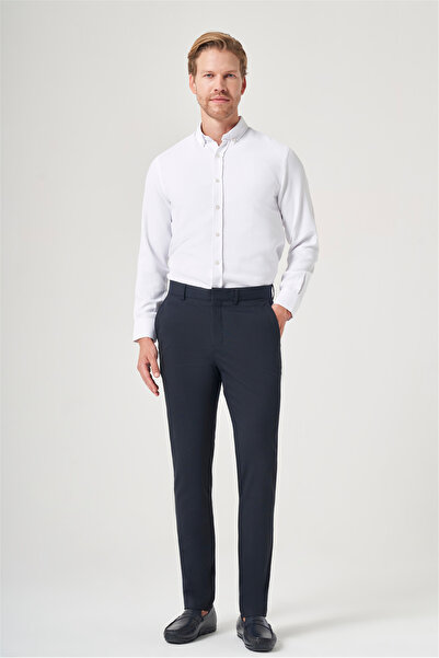İmza Navy Blue Side Pocket Slim Fit Stretchy Chino Trousers 1003260154