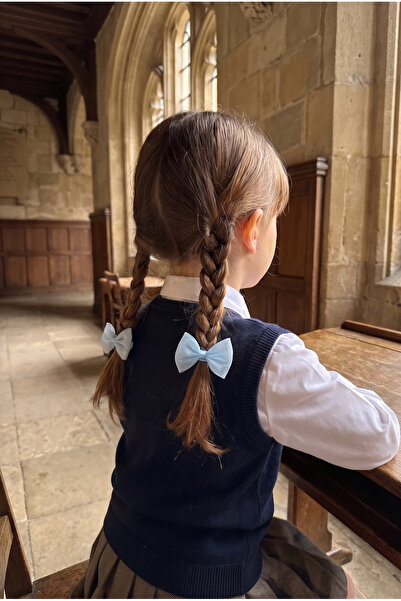 Katia&Bony Girl's Tulle Bowknot 2-Piece Rubber Buckle Blue