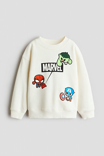 H&M Baskılı ve İçi Tüylü Sweatshirt