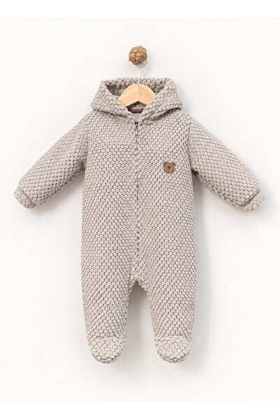 Bebitof Baby Hooded Plush Jumpsuit – Soft Welsoft Winter Zippered Baby Jumpsuit