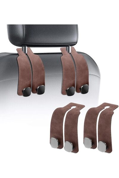 TERRIFI Leather Car Headrest Hooks for Purses and Bags, 2-in-1 Heavy Duty Car...