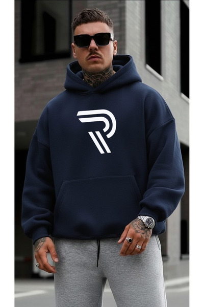 tkn your style سويت شيرت بقلنسوة بتصميم مطبوع للرجال من ERKEK R، مقاس كبير، م...