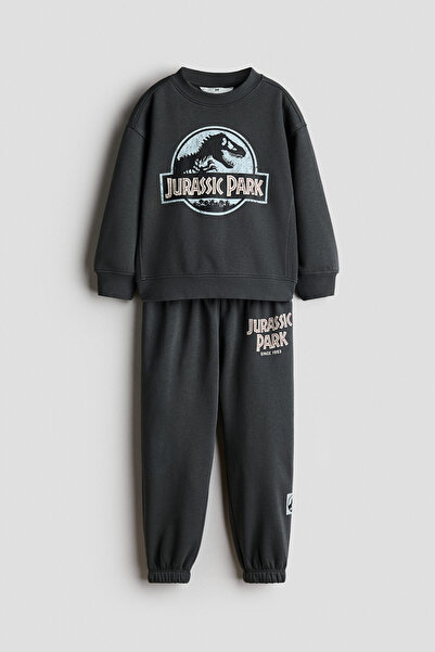 H&M 2 Parçalı Baskılı Sweatshirt Set