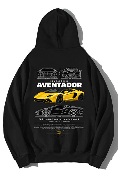 BRZ COLLECTION Unisex oversize Aventador hoodie crne boje
