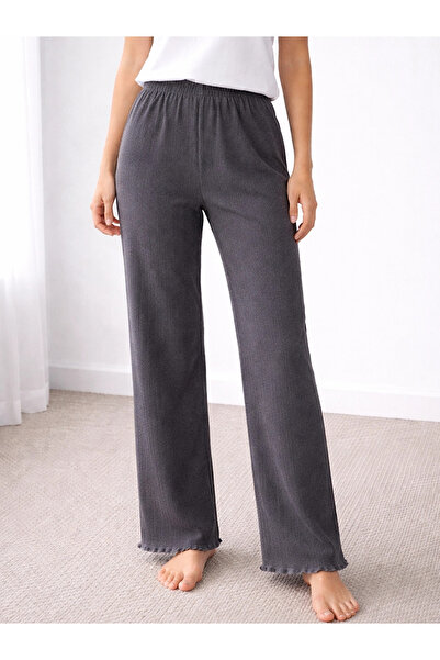Hepsi Moda Kalın Fitilli Kadın Pijama Altı - Füme