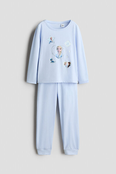 H&M Pamuklu ve Baskılı Pijama Takımı