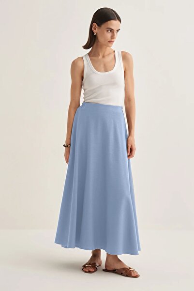 EBU Prive Women's Organic Cotton Flared Skirt Blue