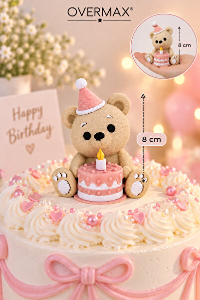 OVERMAX Sevimli Ayıcık Doğum Günü Pasta Süsü – 8 CM Dekoratif Cake Topper