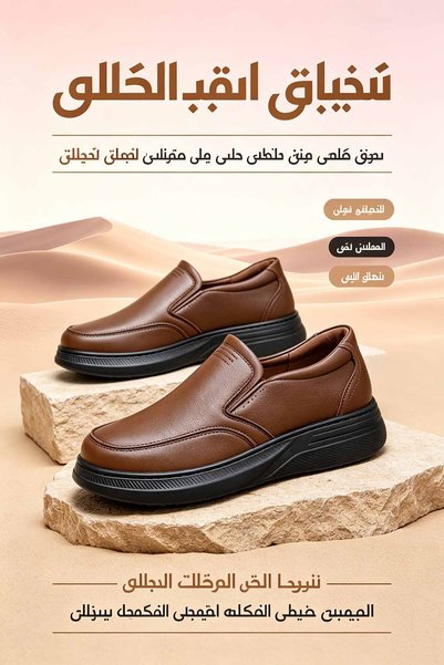 Najd Trend Mall حذاء رسمي جلد بدون رباط | سهل الارتداء بفتحة واسعة، دعم للكعب، نعل سميك متين