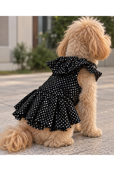 Puantiyeli Fırfırlı Köpek Elbisesi
