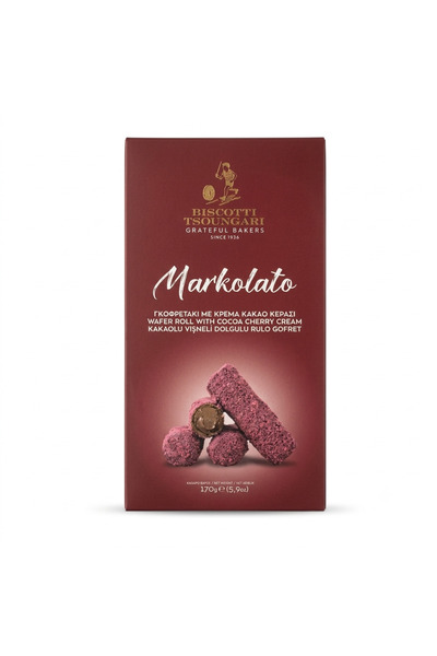 Biscotti Yunanistan İthal Markolato Kakaolu & Vişne Kremalı Çıtır Rulo Gofret...