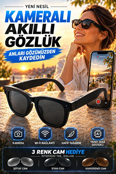 Zineets Ultra HD Eller Serbest Wifi Güneş Gözlük Aksiyon Kamerası Gizli Aİ De...