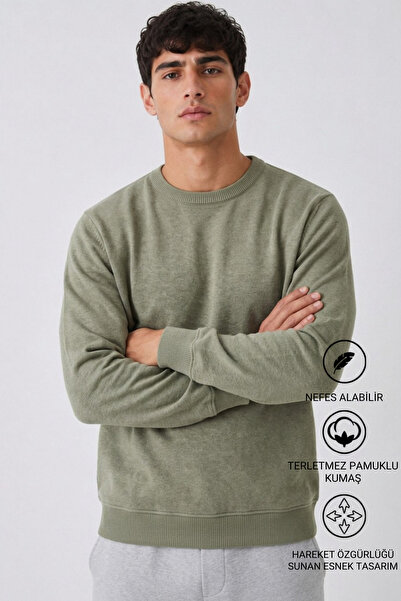 DAMGA JEANS سترة تريكو كاكي طويلة وفضفاضة للرجال