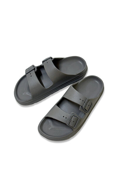 Lucky Steps Men Adjustable Buckle Flat Slide Slippers, EVA Thick Platform Non...
