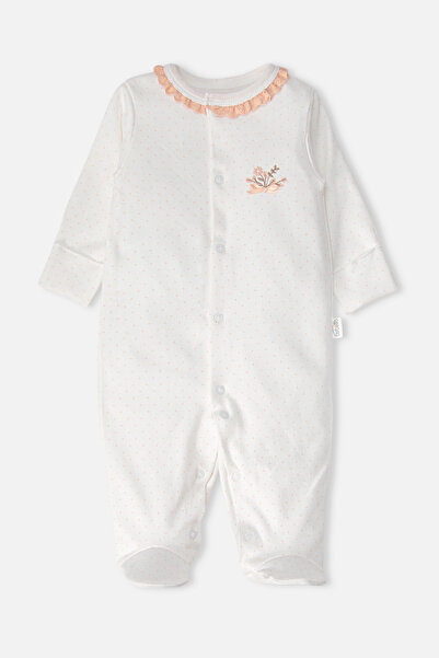 Bebetto Interlock Jumpsuit with Booties (Bouquet) Salmon