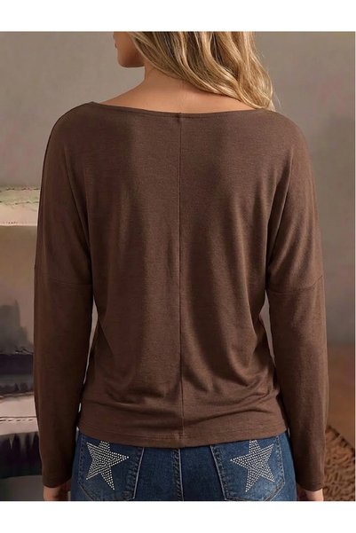 AÇELYA TEKSTİL Long Batwing Sleeve Boat Neck Cotton T-Shirt Oversize "The Most Elegant Expression of Comfort"