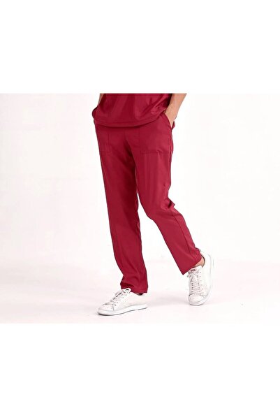 MG Striped Burgundy Terry Cotton Single Bottom Trousers