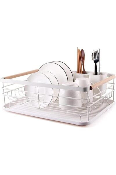 N W Widener NW Dish Drying Rack for Kitchen Counter - Modern Wood Handle Dish...
