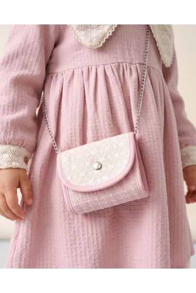 aysskids Sara Lace Collar Detailed Chain Bag Girls' Dress