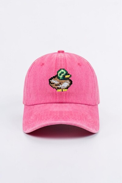 ŞapkaMania Fuchsia Stardew Valley Duck Embroidered Washable Vintage Unisex Ba...