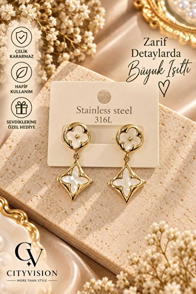 cityvision Modern Model Gold Color Stainless Steel Earring Set