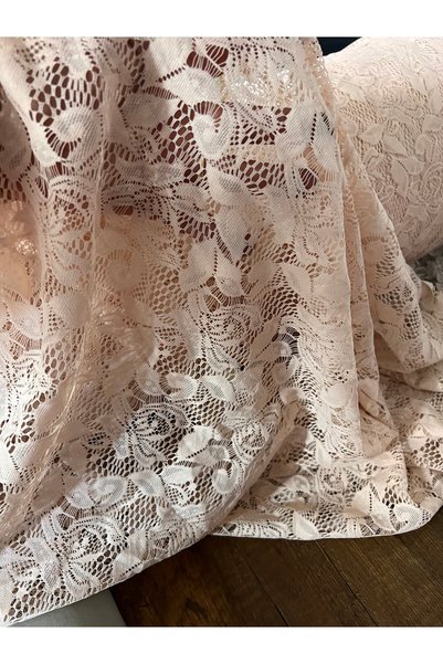 LUSSAMODA Lace Classic Patterned Fabric in Nude Color for Dressmaking