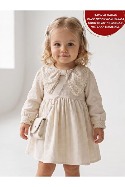 aysskids SARA Φόρεμα για κορίτσια με δαντελένιο γιακά και λεπτομερή τσάντα αλ...