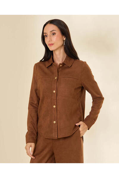 REDTAG Women Brown Plain Suede Wide Leg Trousers