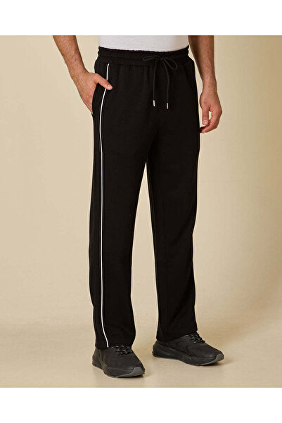 REDTAG Men Black Plain Wide Leg Trousers
