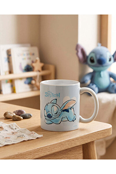 REDTAG Light Blue And White Stitch Printed Ceramic Mug