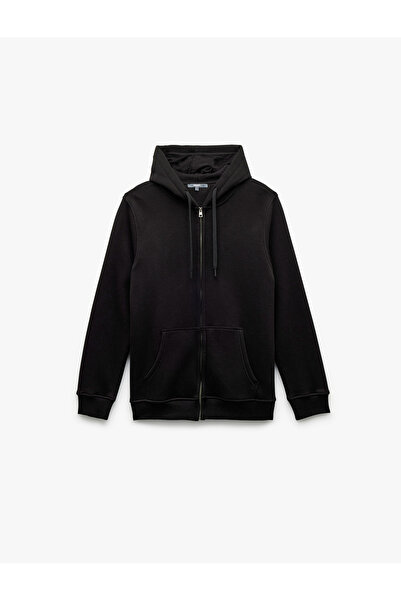 Koton Regular Fit Hooded Zippered Long Sleeve Sweatshirt with Kangaroo Pocket