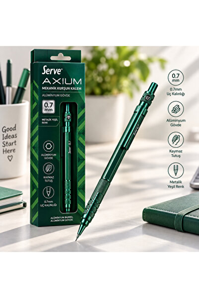 Serve Axium 0.7 mm Mechanical Versatile Pencil Aluminum Body Metallic Green