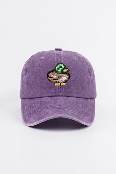 ŞapkaMania Purple Stardew Valley Duck Embroidered Washable Vintage Unisex Bas...
