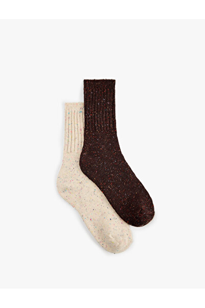 Koton Patterned Ribbed 2-Piece Sock Set