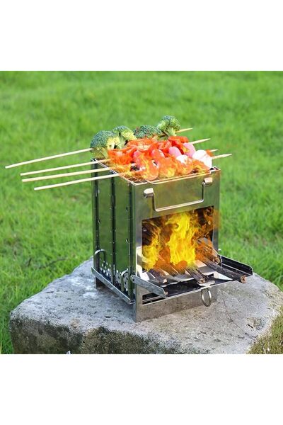 LinJie Portable Barbecue Grill,Portable Wood Burning Camp Stove With Grill,Co...