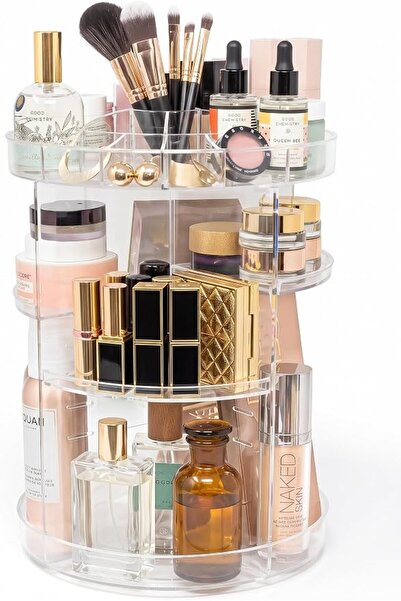 GENZY Rotating Makeup Organizer | Premium 360 Spinning Storage Case | Clear A...