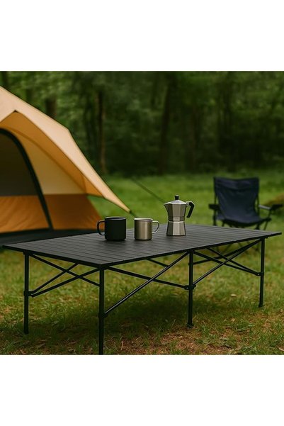 EDUTREE Large Folding Camping Table – Portable Aluminum Outdoor Table with Ca...