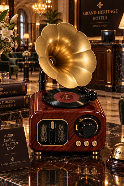 MOBEE Retro Gramofon Radyo Tasarımlı Dekoratif Müzik Kutusu Masaüstü Obje 9,5...