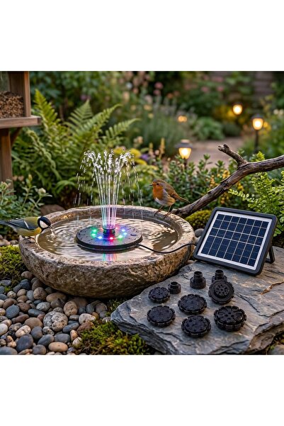 gaman Güneş Enerjili RGB LED Işıklı Havuz Fıskiyesi - Solar Panelli Yüzer Fıs...