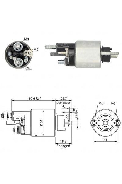 ZM 2708 Starter Solenoid 12V Mercedes-Benz C-Class Clc-Class Clk-Class E-Clas...
