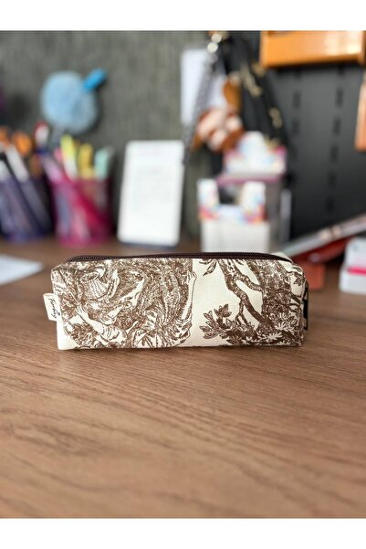 Fiorbag Vintage Desen El Yapımı Kalem Kutusu Tek Bölmeli Okul Kalemliği Astarlı