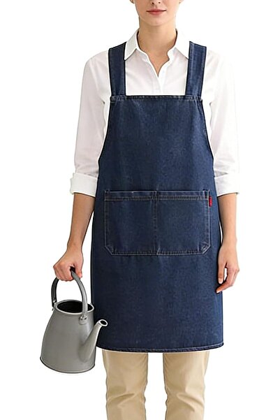 TERRIFI Stylish Blue Kitchen Apron, Breathable Denim Apron with Large Pockets...